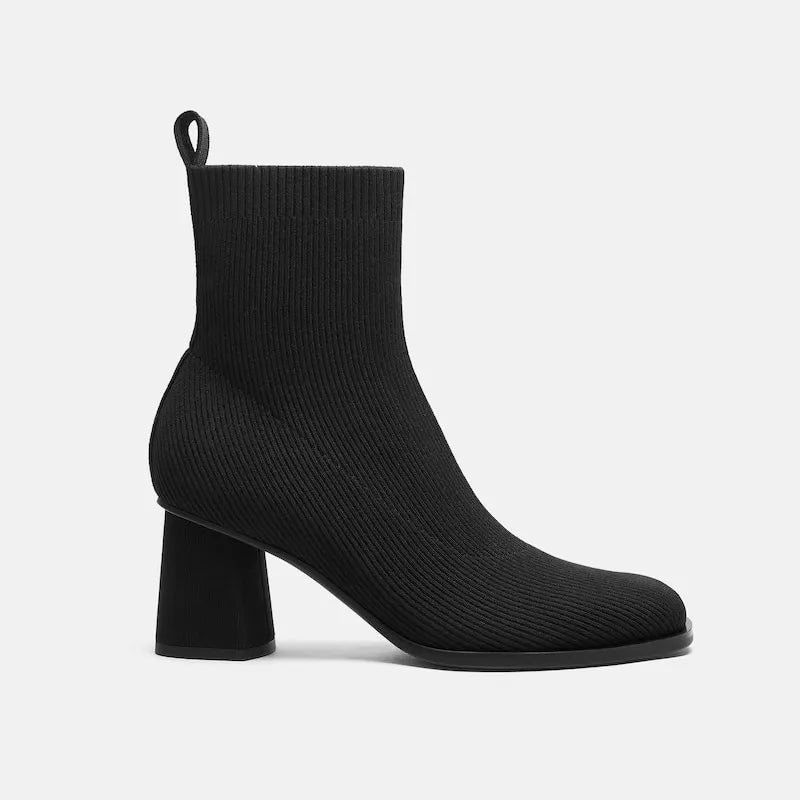 Square-Toe Block-Heel Boots (Lerna)
