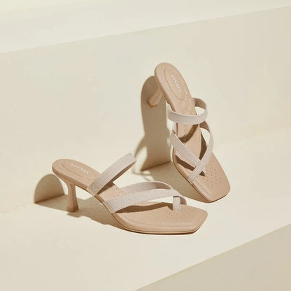Square-Toe Mid Heel Strappy Sandals (Alina)