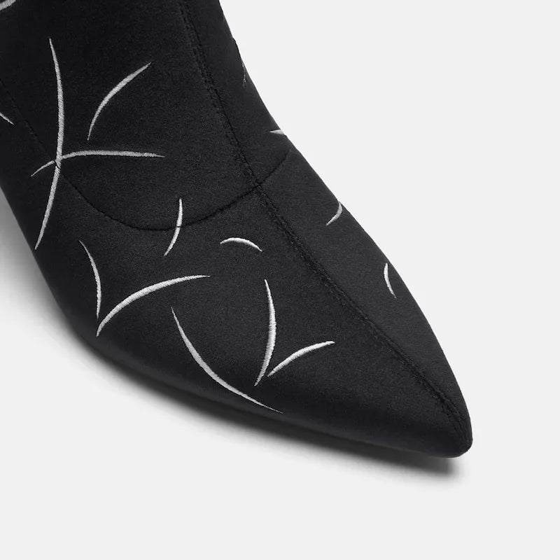 Limited Edition | Pointed-Toe Velvet Ankle Heel Boots (Errai)