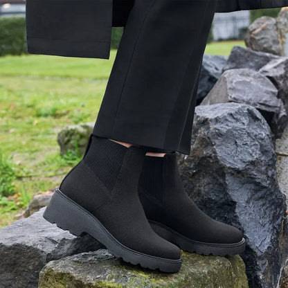 Round-Toe Chunky Platform Travel Boots (Everly)