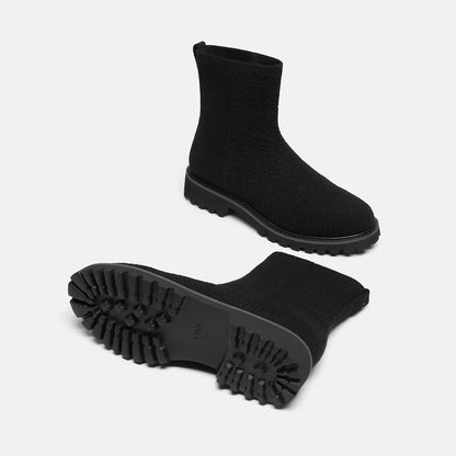 Round-Toe Wool Ankle Boots (Freja)