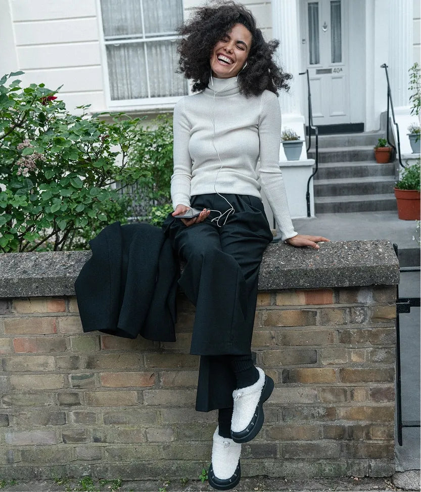 Round-Toe Fuzzy Platform Mules (Tobi)