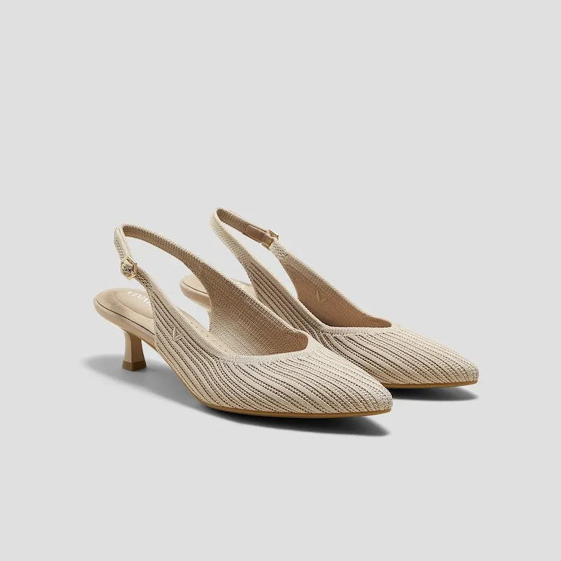 Pointed-Toe Kitten Slingback Heels (Selena)