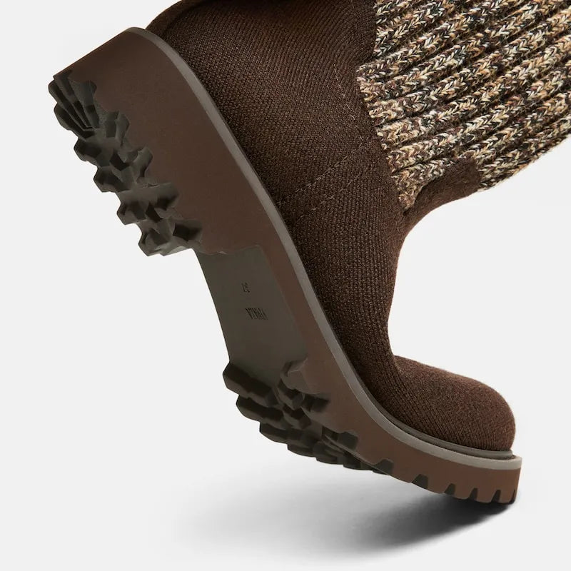 Round-Toe Wool Ankle Sock Boots(Fiona)