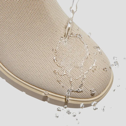 Square-Toe Water-Repellent Heeled Boots (Gisella)