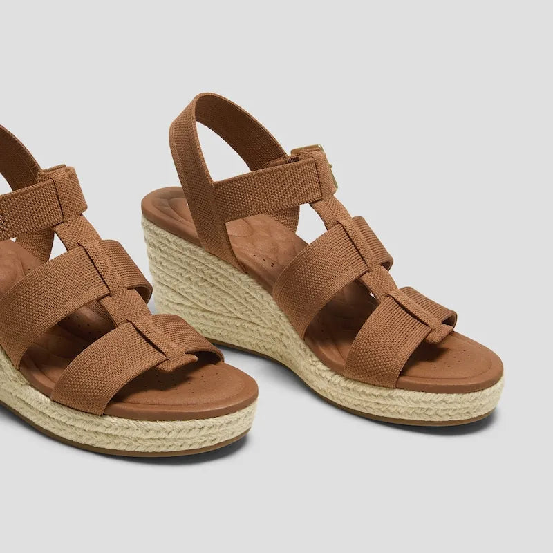 Round-Toe Slingback Wedge Sandals (Skyler)