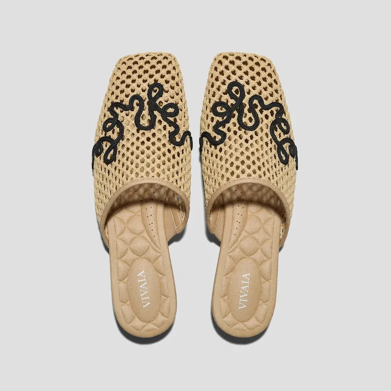 Square-Toe Mesh Sandals (Maura)