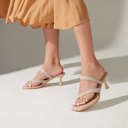Square-Toe Mid Heel Strappy Sandals (Alina)