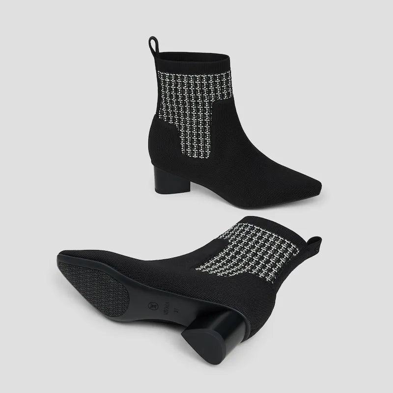 Small Square-Toe Water-Repellent Boots (Theresa)