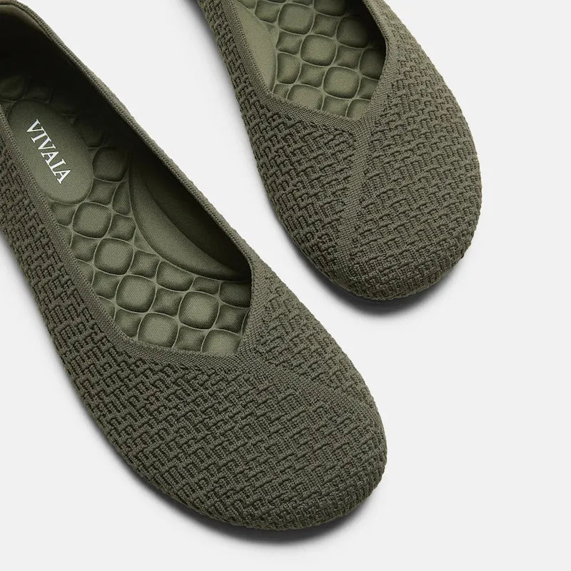 Wide Toe Knit Box Flats (Tia)