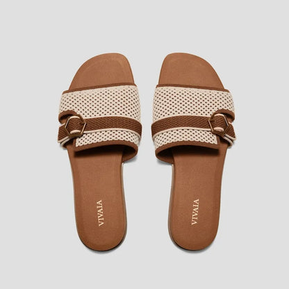 Square-Toe Flat Sandals (Delia)