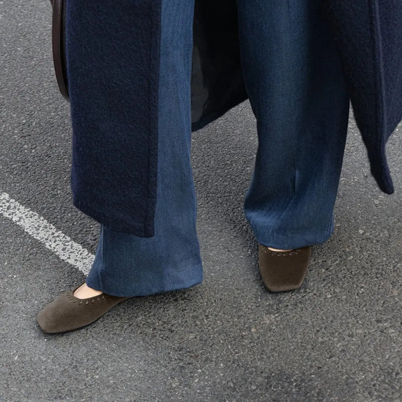 Velvet Whipstitched Flats (Mirit)