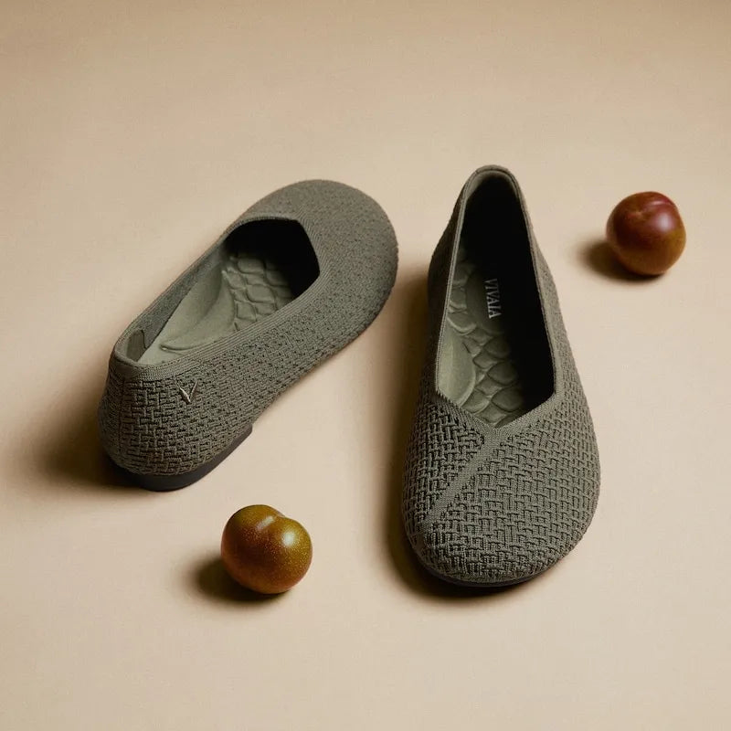 Wide Toe Knit Box Flats (Tia)