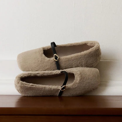 Square-Toe Faux Fur Mary Jane (Moxa)